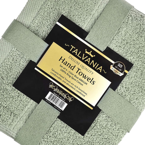 Talvania Hand Towels 100% Cotton Bathroom Towel Set Hotel Spa Quality 600GSM - Super Soft Absorbent - Use for Home Bath Hand Face - 16? X 28? - 4 Pack Hand Towel Set (Mint Green)