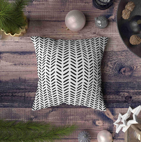 TOMWISH Decor Pillow Covers,2 Packs Hidden Zippered 18X18Inch Black on White Sketch Herringbone Pattern Decor Throw Cotton Pillow Case Cushion Cover for Home Decor