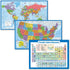 3 Pack - World & USA Map Poster Set + Periodic Table of The Elements Chart for Kids (Laminated, 18" x 29)