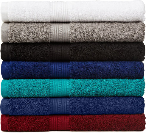 Amazon Basics 6-Piece Fade Resistant Bath, Hand and Washcloth Towel Set - Navy Blue
