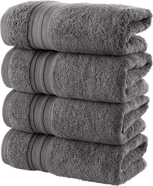 Hammam Linen Cool Grey Hand Towels 4-Pack - 16 x 30 Turkish Cotton Premium Quality Soft and Absorbent Small Towels for Bathroom