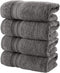 Hammam Linen Cool Grey Hand Towels 4-Pack - 16 x 30 Turkish Cotton Premium Quality Soft and Absorbent Small Towels for Bathroom