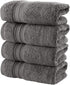 Hammam Linen Cool Grey Hand Towels 4-Pack - 16 x 30 Turkish Cotton Premium Quality Soft and Absorbent Small Towels for Bathroom