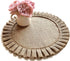 Rustic Farmhouse Burlap Round Placemats, Set of 4, Size in 15 Inches Diameter, Ruffle Trim Design (4)