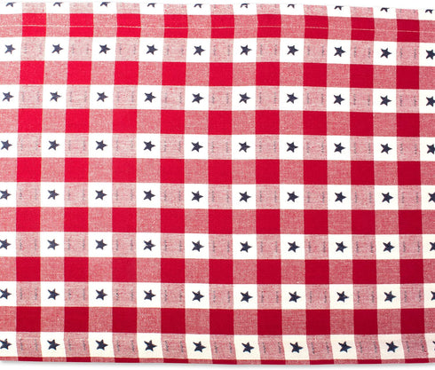 DII Patriotic Stars Check Tabletop Collection for 4th of July Entertaining, Summer Barbeques, Picnics, Indoor/Outdoor Meals, Table Runner, 14x108