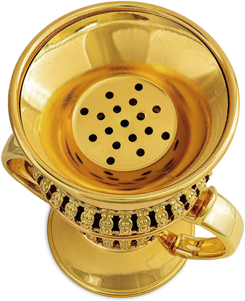 AM Regal Metal Incense Burner - Bakhoor Burner Mubkhara Frankincense Insence Burner - Ideal for Yoga, Spa & Aromatherapy (Gold)