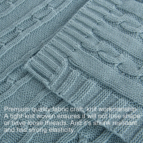 NTBAY Cotton Cable Knit Toddler Blanket, Super Soft Warm Breathable Baby Crib Blanket for Newborn Nursery Stroller, 30 x 40 Inches, Baby Blue