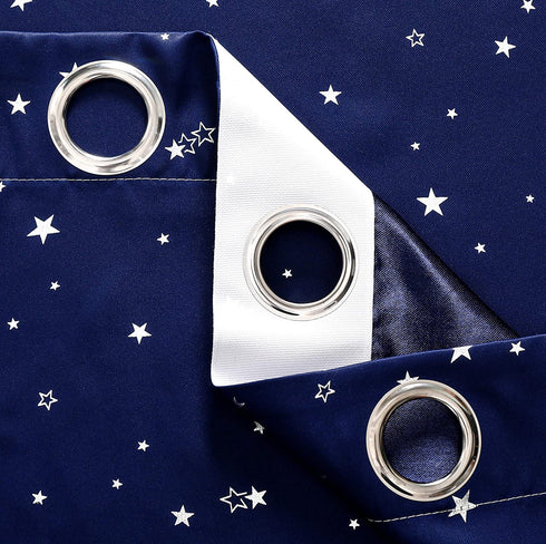 Autumn Dream Navy Blue Star Kids Blackout Curtains Panels for Bedroom, Grommet Top Starry Sky Kids Curtains for Nursery, Living Room (52by63inch)