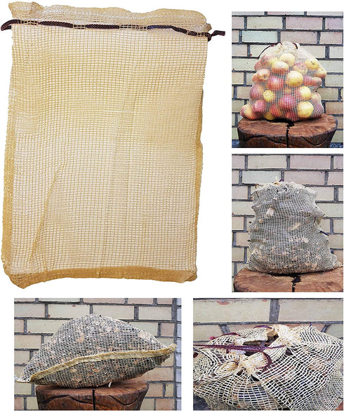 ShoplineON Reusable Vegetable Storage Bags 30 lbs Heavy Duty Grocery Mesh Sacks Holds up to 30 lbs - Breathable Produce Citrus Potato Onion Storage - Washable Net Bags 18? x 26? Pack of 5