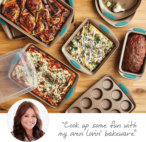 Rachael Ray Cucina Nonstick Bakeware with Grips, Nonstick Cookie Sheet / Baking Sheet - 11 Inch x 17 Inch, Latte Brown