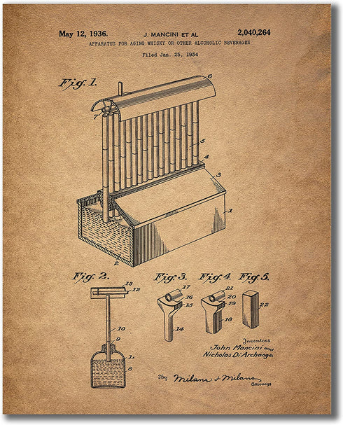 Whiskey Patent Wall Art Prints - Set of 6 Vintage Whisky Photos