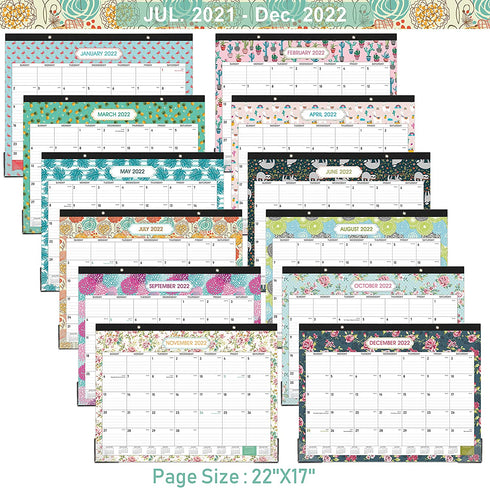 Desk Calendar 2022 - Large Desk Calendar 22" x 17" ,18 Month Wall Calendar, July 2021 - December 2022, Monthly Calendar with Large Ruled Blocks, Thick Paper with Corner Protectors, Best Desk Calendar for Organizing