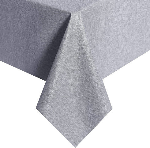 Obstal Vinyl Tablecloth for Picnic Camping Outdoor, 100% Waterproof Oil-Proof Spill-Proof PVC Table Cloth, Wipeable Thick Rectangle Tablecloth Cover (60 x 84 inch, Light Grey)