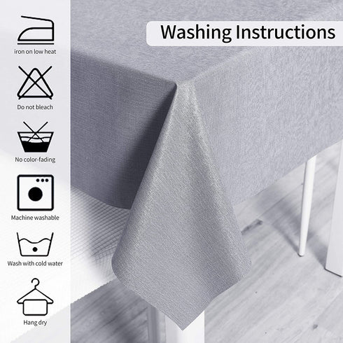 Obstal Vinyl Tablecloth for Picnic Camping Outdoor, 100% Waterproof Oil-Proof Spill-Proof PVC Table Cloth, Wipeable Thick Rectangle Tablecloth Cover (60 x 84 inch, Light Grey)