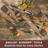 Anolon SureGrip Dishwasher Safe Nonstick Locking Cooking Tongs Set/Salad Serving Tools, 9 Inch and 12 Inch, Bronze Brown