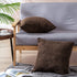 CaliTime Pack of 2 Comfy Throw Pillow Covers Cases for Couch Sofa Bed Decoration Comfortable Supersoft Corduroy Corn Striped Both Sides 20 X 20 Inches Coffee