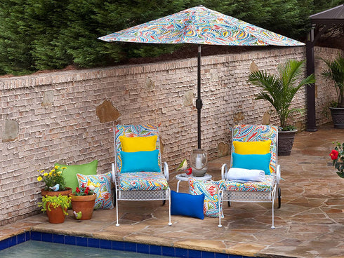 Pillow Perfect 572598 Outdoor/Indoor Ummi Multi Throw Pillows, 2 Count (Pack of 1), Blue