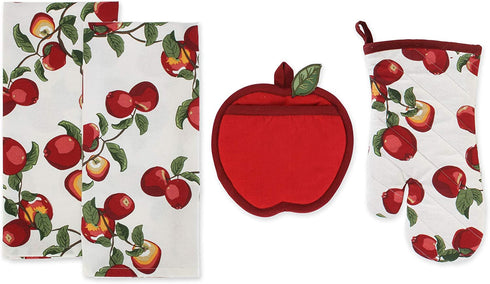 DII Apple Orchard Collection, Kitchen Textiles, Potholder, Oven Mitt, Dishtowels, Apple Print