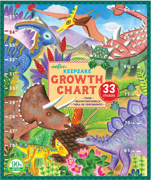 eeBoo Grow Like a Dinosaur Growth Chart