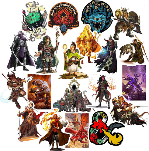 GTOTd Dungeons and Dragons Stickers?20 pcs?Large Size?Gifts Games DND Merch Party Supplies Decor Decals Vinyls for Suitcase Laptop Waterbottle Phone Teens Girls