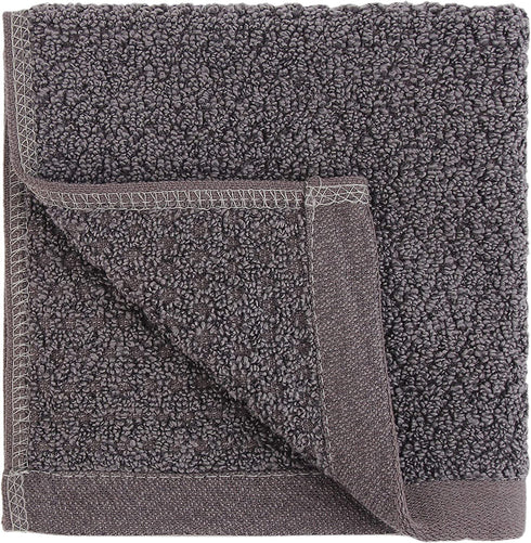 Everplush Diamond Jacquard Quick-Dry Washcloth Towel Set, 6 x (13 x 13 in), Charcoal 6 Count