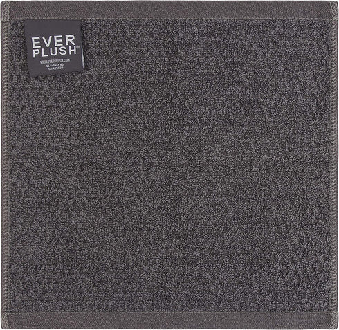 Everplush Diamond Jacquard Quick-Dry Washcloth Towel Set, 6 x (13 x 13 in), Charcoal 6 Count