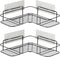 2 Pack Corner Shower Caddy, Wall Mounted No Drilling Shower Shelf with 6 Traceless Adhesive Hooks for Bathroom Kitchen Toilet, Only for 90 Degrees Right Angle, Matte Black