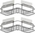2 Pack Corner Shower Caddy, Wall Mounted No Drilling Shower Shelf with 6 Traceless Adhesive Hooks for Bathroom Kitchen Toilet, Only for 90 Degrees Right Angle, Matte Black
