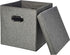 Amazon Basics Foldable Burlap Cloth Cube Storage Bin with Lid, Set of 2