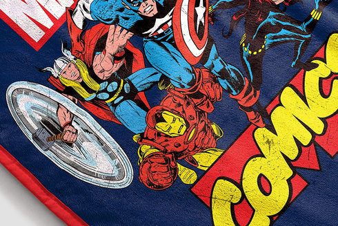 Marvel Comics Avengers Heroes Throw Blanket - Measures 46 x 60 inches, Kids Bedding Features Captain America, Spiderman, & Iron Man - Fade Resistant Super Soft Fleece (Official Marvel Product)