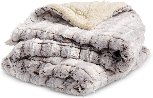 Hotel Suite Micromink/Sherpa Reversible 50 x 60 in Brown Color Throw, Brown