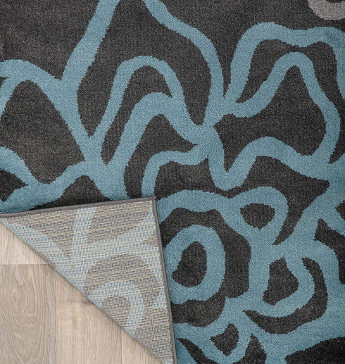 Rugshop Contemporary Modern Floral Flowers Easy Maintenance for Home Office,Living Room,Bedroom,Kitchen Soft Runner Rug 2' x 7' Gray