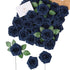 Breeze Talk Artificial Flowers Navy Blue Roses 25pcs Realistic Fake Roses w/Stem for DIY Wedding Bouquets Centerpieces Arrangements Party Baby Shower Home Decorations