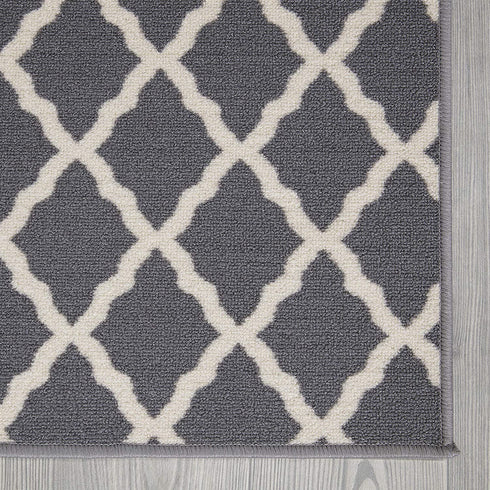 Ottomanson Glamour Collection Non-slip Trellis Design Runner Rug, 20" x 59", Gray