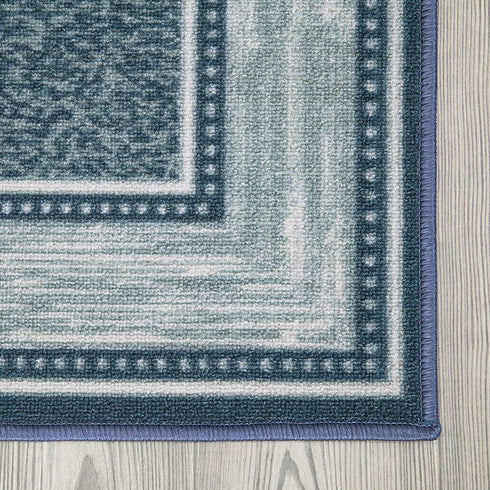 Ottomanson Ottohome Collection Contemporary Bordered Design Rubberback Area Rug, 2'3" x 3', Blue