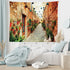 Ambesonne European Tapestry, Spanish Alley Rock Houses and Plants Latin Tourism Scene Mediterranean Print, Wide Wall Hanging for Bedroom Living Room Dorm, 60" X 40", Cream Green