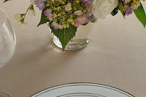 Benson Mills Beauvalle Extra Wide Spillproof Fabric Tablecloth (68" X 120" Rectangular, Flax/Taupe)