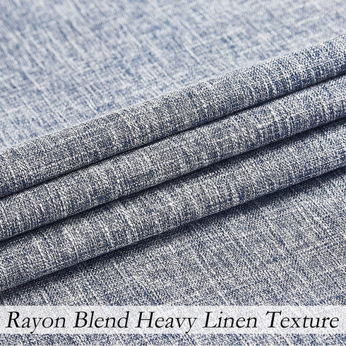Navy Solid Moderate Blackout Curtain Heavy Linen Texture Room Darkening Window Treatment for Bedroom Noise Reducing Drapes 8 Grommets Top for Living Room with Gray Liner Navy Blue 50" x 63", 1 Piece