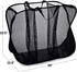 Three Compartment Popup Hamper - Durable Mesh Material, Folds for Storage, Handles to Carry Easily to The Laundry Room. Folding Pop-Up Laundry Hampers are Great for College Dorm or Travel. (Black)