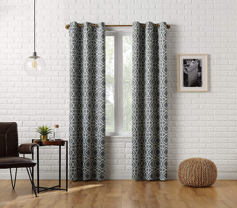 Sun Zero Barnett Trellis Blackout Grommet Curtain Panel, 40 in x 84, Gray