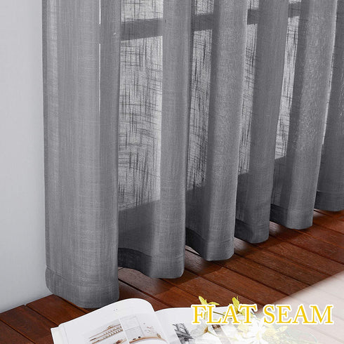 NICETOWN Linen Textured Window Curtain - Semi Translucent Extra Wide Sheer Voile Curtain Drape with Grommet Top for Living Room/Patio/Sliding Door, Dark Grey, 100W x 84L inches, 1 Panel