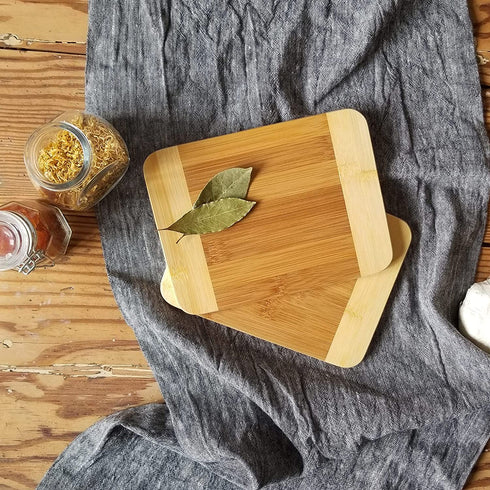 Lipper International Bamboo Wood Two-Tone Kitchen Cutting and Serving Board, Small, 8" x 6" x 5/16", Set of 2