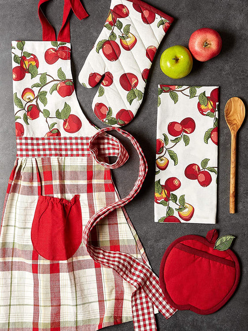 DII Apple Orchard Collection, Kitchen Textiles, Potholder, Oven Mitt, Dishtowels, Apple Print