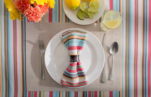 DII Summer Stripe Outdoor Tabletop Collection, Stain Resistant & Waterproof, 60" Round, Stripe