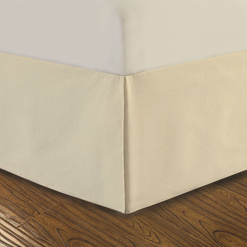 DreamSpace DRM24714IVOR01 Quilted Bed Skirt Dust Ruffle Diamond Pattern Matelasse Tailored 14" Drop, Twin, Ivory