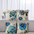 Set of 4 Farmhouse Blue Flower Throw Pillow Covers 18x18 Inch Orchid Butterfly Cotton Linen Floral Cushion Case Outdoor Sofa Throw Pillows Cover for Couch Living Room Bed Indoors Home Decor