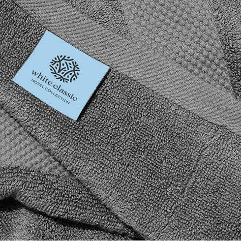 White Classic Luxury Hand Towels | Cotton Hotel spa Bathroom Towel | 16x30 | 6 Pack | Grey