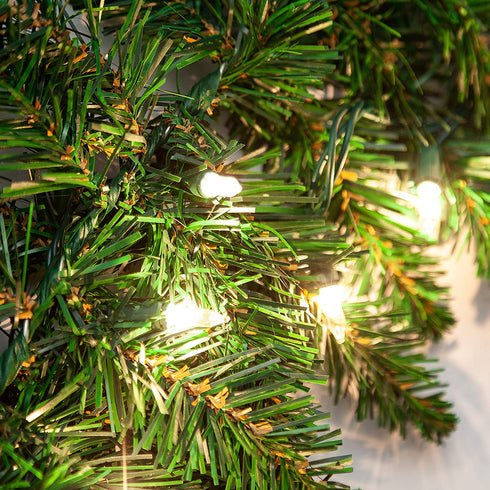 9Ft Artificial Christmas Garland Prelit with 50 Count Light, Plug in Lighted for Home & Office Christmas Decorations