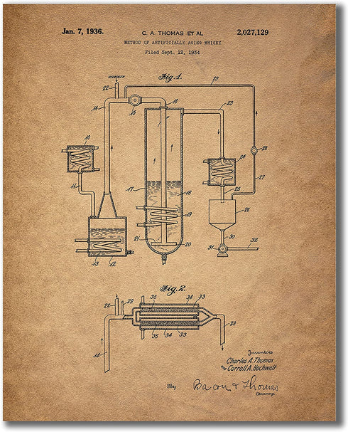 Whiskey Patent Wall Art Prints - Set of 6 Vintage Whisky Photos