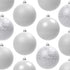 Festive, Shatterproof Ornaments Variety 20 Pack 2.4 in. Matte, Shiny, Sequin and Glitter Bulk Plastic Christmas Holiday Ball and Hook Set. DIY W/ Fun White Baubles for Xmas Trees, Wreaths or Garlands